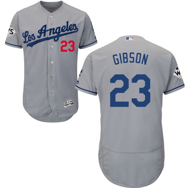 Dodgers #23 Kirk Gibson Grey Flexbase Authentic Collection World Series Bound Stitched MLB Jersey - Click Image to Close